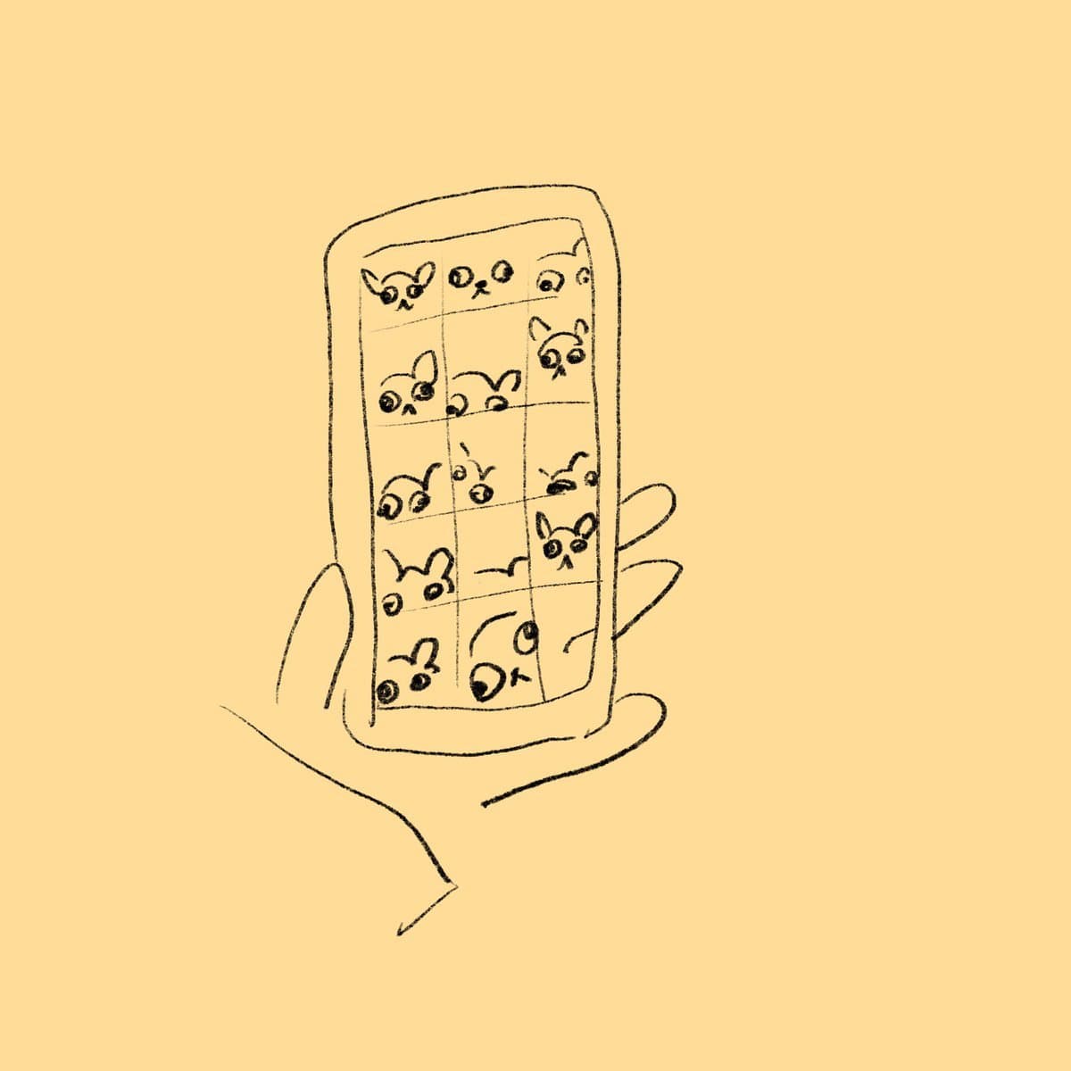 Minimalist line drawing of a cat