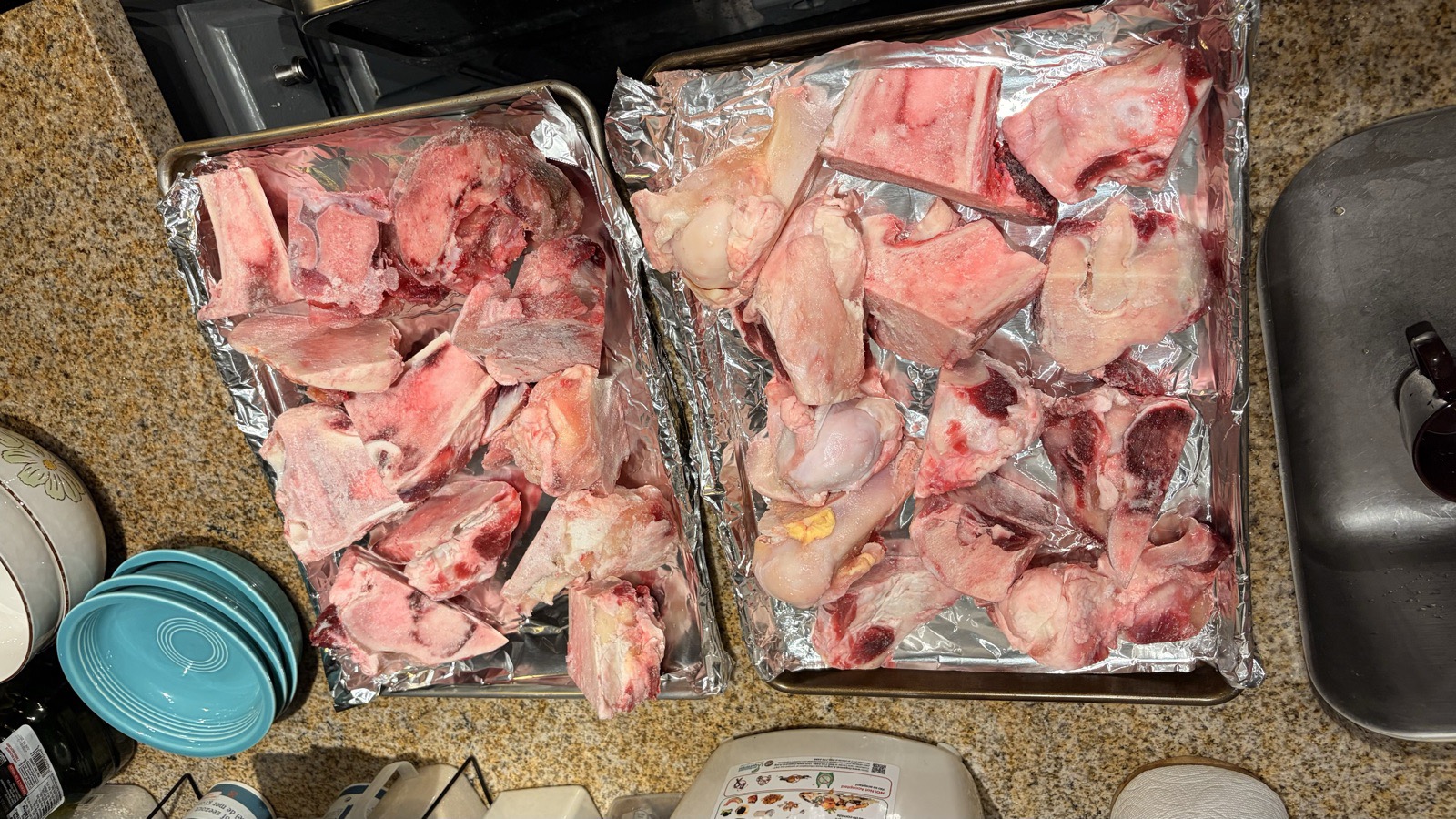 16 lb of marrow bones, prepped for the blanch