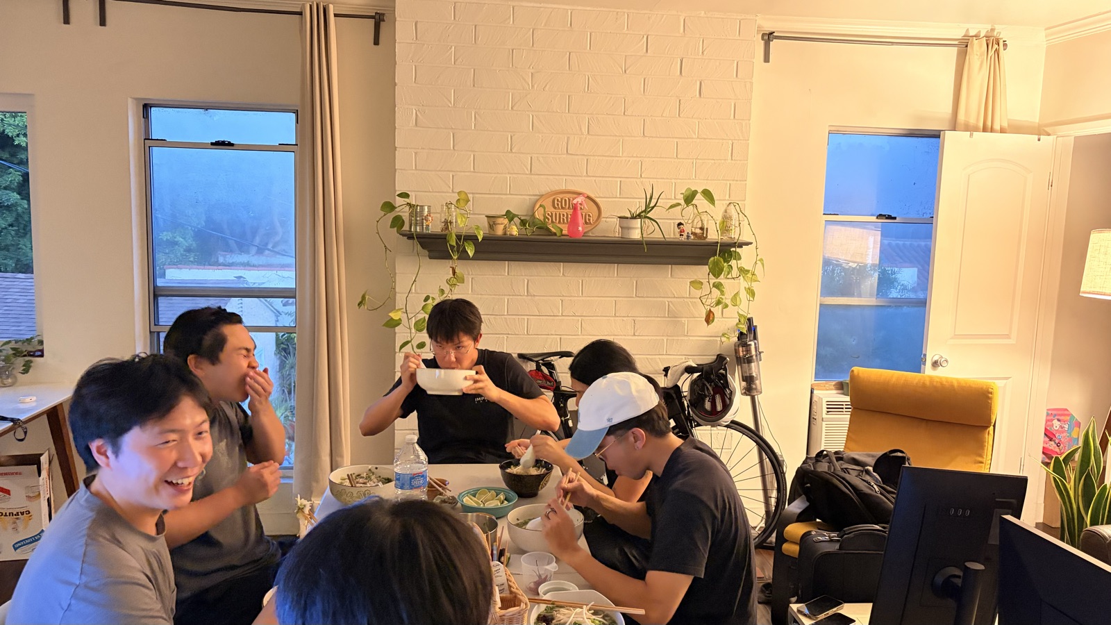 The table, mid-slurp