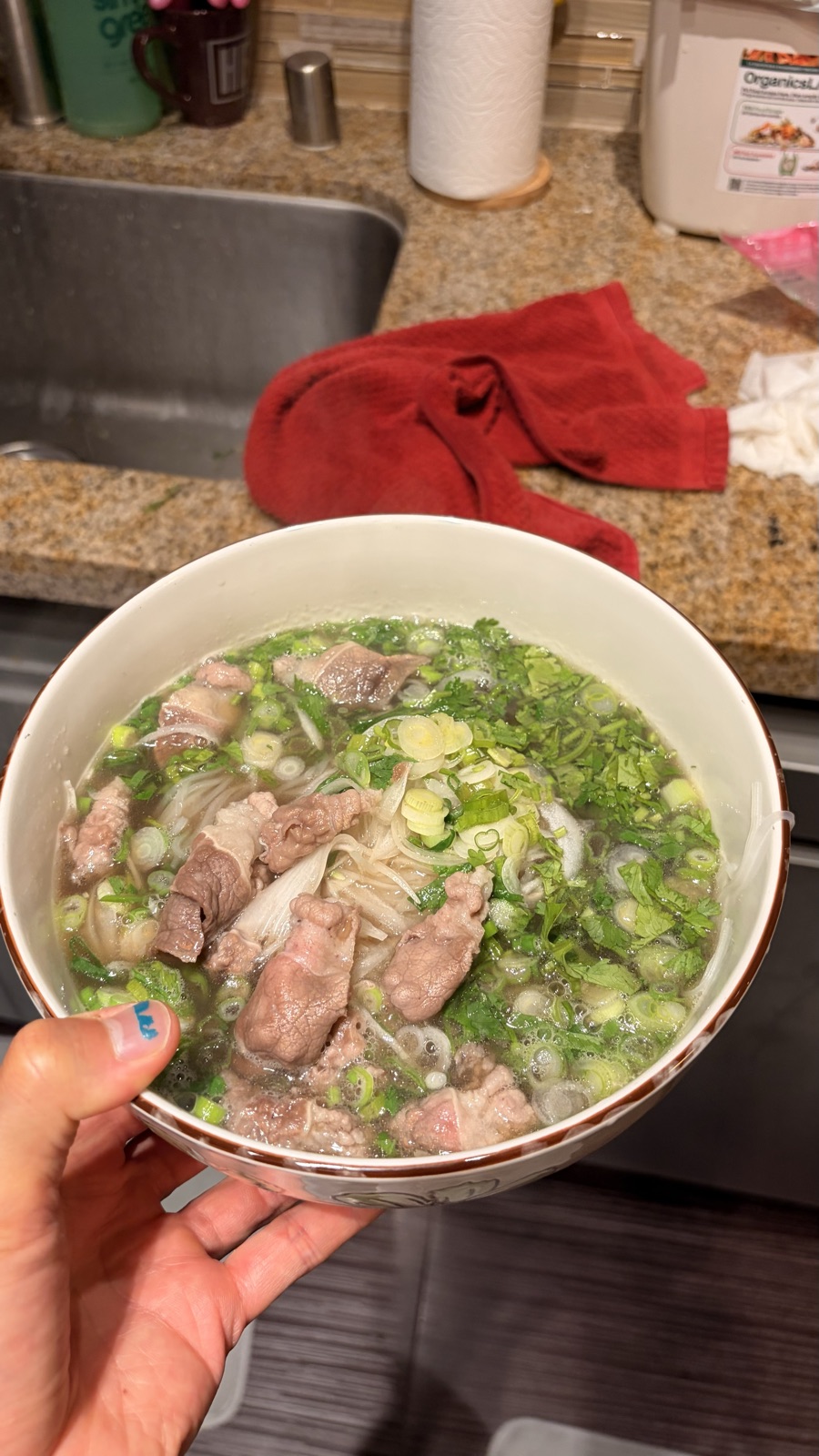 Beef belly — added raw, cooked by the broth